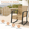 Rocking chair made of premium PE rattan features a gentle design, ideal for relaxing moments in your outdoor space.