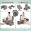 Convertible 3-piece reading pillow set in gray, featuring a lap desk and reading wedge for ergonomic support and.