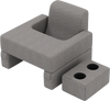 Extra large gray lap desk with ergonomic reading pillow and two cup holders, perfect for reading or working comfortably.
