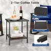 2-tier coffee table with acacia wood top and rattan shelf, perfect for outdoor relaxation on your patio or garden.