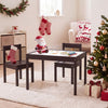 Toddler activity table set with solid rubber wood frame, featuring a large graffiti tabletop and two comfy chairs for kids.