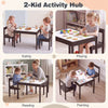 Toddler activity table set with solid rubber wood frame, featuring a large graffiti tabletop for eating, reading, and painting.