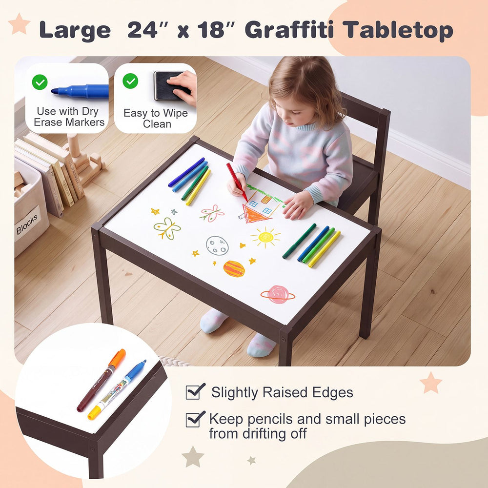 Large 24" x 18" graffiti tabletop with raised edges, perfect for toddler activities and easy to wipe clean.