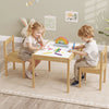 3-Piece Toddler Activity Table Set with Solid Rubber Wood Frame-Natural - Gallery View 1 of 10