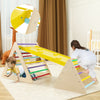 Colorful 3-piece toddler triangle set with two climbing triangles and a ramp, promoting active play and physical skills.