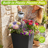 Tapered black wicker planter with vibrant flowers, featuring waterproof plastic pots for indoor and outdoor use.