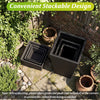 Stackable 3-piece black wicker planters made of durable PP rattan, perfect for indoor and outdoor plant display.