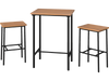 3 Pieces Acacia Wood Patio Bar Set Rectangular Table with Metal Frame