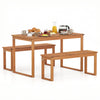 Acacia wood picnic set featuring a large outdoor dining table and two benches, perfect for patio gatherings.