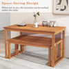 Acacia wood picnic set featuring a spacious outdoor dining table and two benches, perfect for patio or garden use.