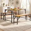Acacia wood outdoor bench with slatted seat, sturdy metal framework, and 47.5" length for versatile backyard seating.