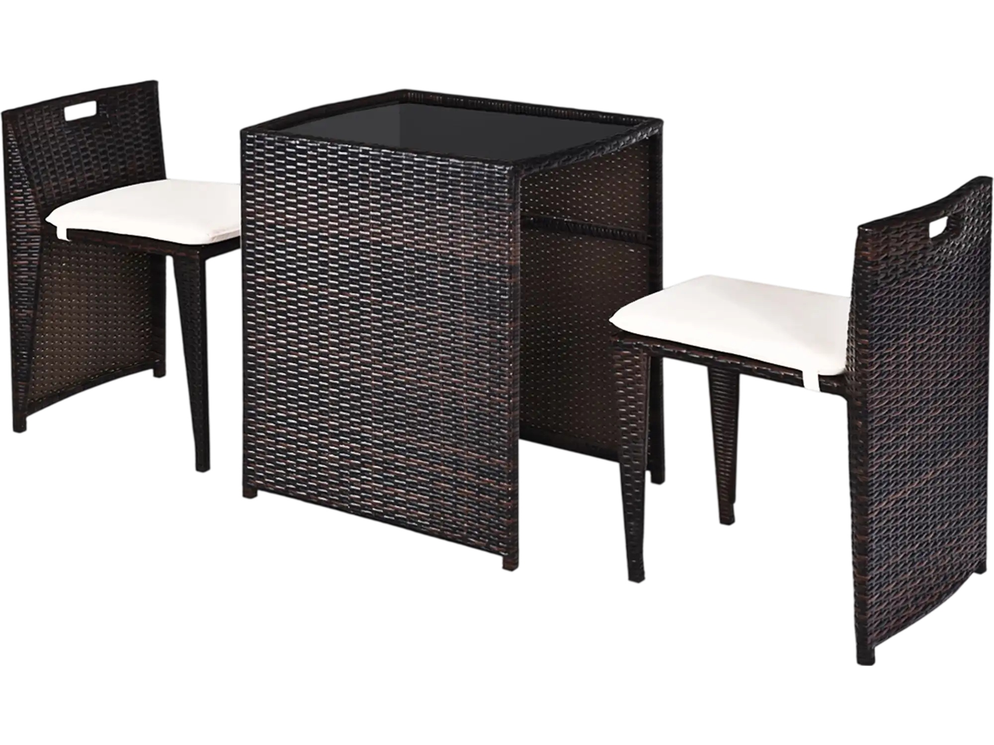 Costway 3-Piece Cushioned Wicker Patio Bistro Set No Assembly 45603871 New