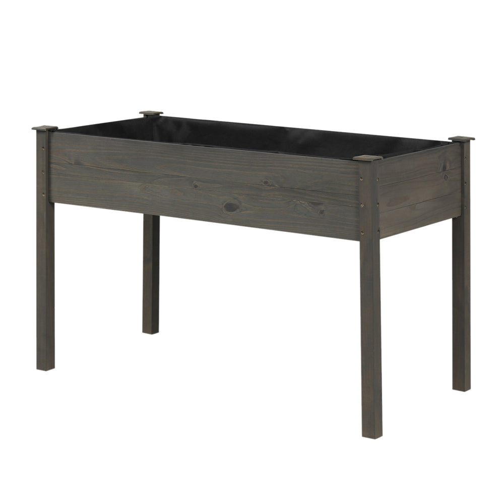 Raised garden bed made of durable fir wood, featuring a spacious design for planting vegetables and herbs outdoors.