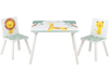 3 Pieces Kids Table and Chairs Set with Animal Patterns for Aged 3-6 Years Old