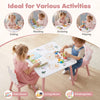 Kids table and chairs set with animal patterns, ideal for drawing, reading, and playing in the kids' room or kindergarten.