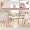 Kids table and chairs set with animal patterns, featuring a smooth surface, rounded corners, and easy-to-install design.