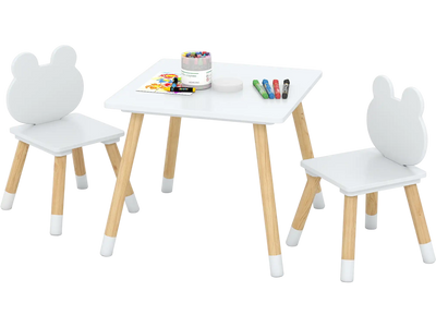 Costway 3-Pc Kids Wooden Table and Chair Set Cute Froggy Design 63601406 New