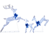 Lighted Christmas reindeer family set with 255 lights, featuring realistic antlers and festive blue bows for outdoor.