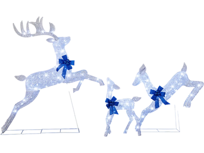 Costway 3-Pc Lighted Christmas Reindeer Family Set 255 Lights 13249857 New