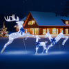 Lighted Christmas reindeer family set with 255 white lights, featuring vivid antlers and festive red bows for outdoor.