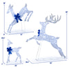 Jumping lighted reindeer from the Christmas family set, showcasing vivid antlers and blue bows, ideal for festive.