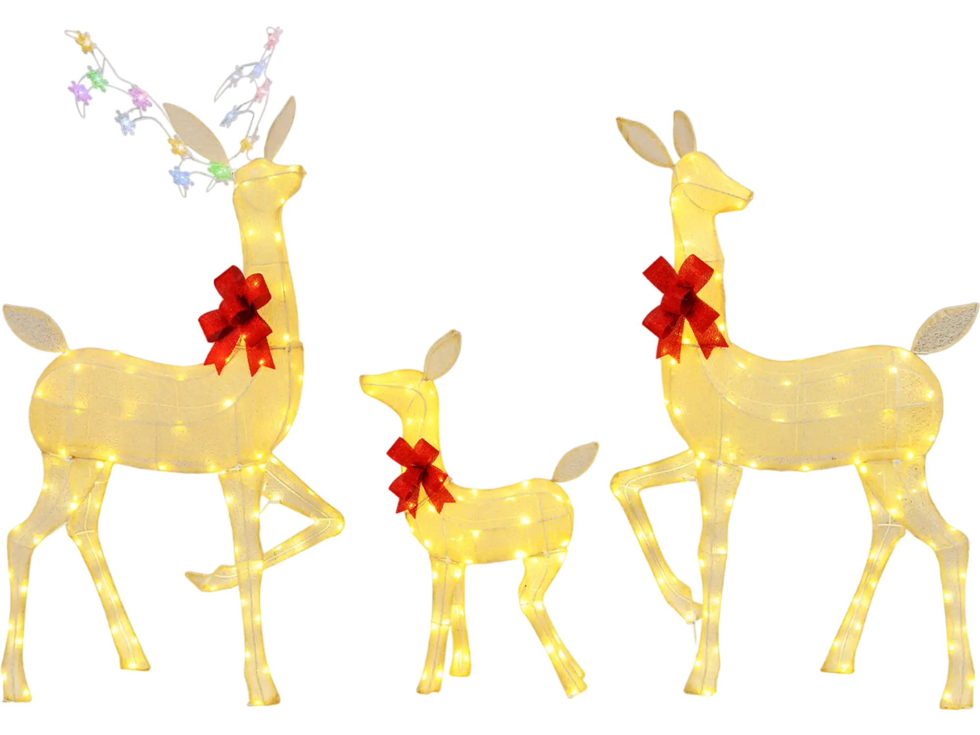 Costway 3-Pc Lighted Family Deer Set LED RGB Flashing Christmas Decor 39486215 New