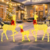 Lighted family deer set featuring a stag and fawn with decorative bows, ideal for enchanting outdoor holiday displays.