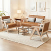 3 Pieces Living Room Furniture Set with Rubber Wood Frame-Brown - Gallery View 1 of 9