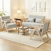 3 Pieces Living Room Furniture Set with Rubber Wood Frame-Gray - Gallery View 1 of 9