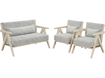 Costway 3-Piece Living Room Sofa Set Rubber Wood Frame 53139253 New