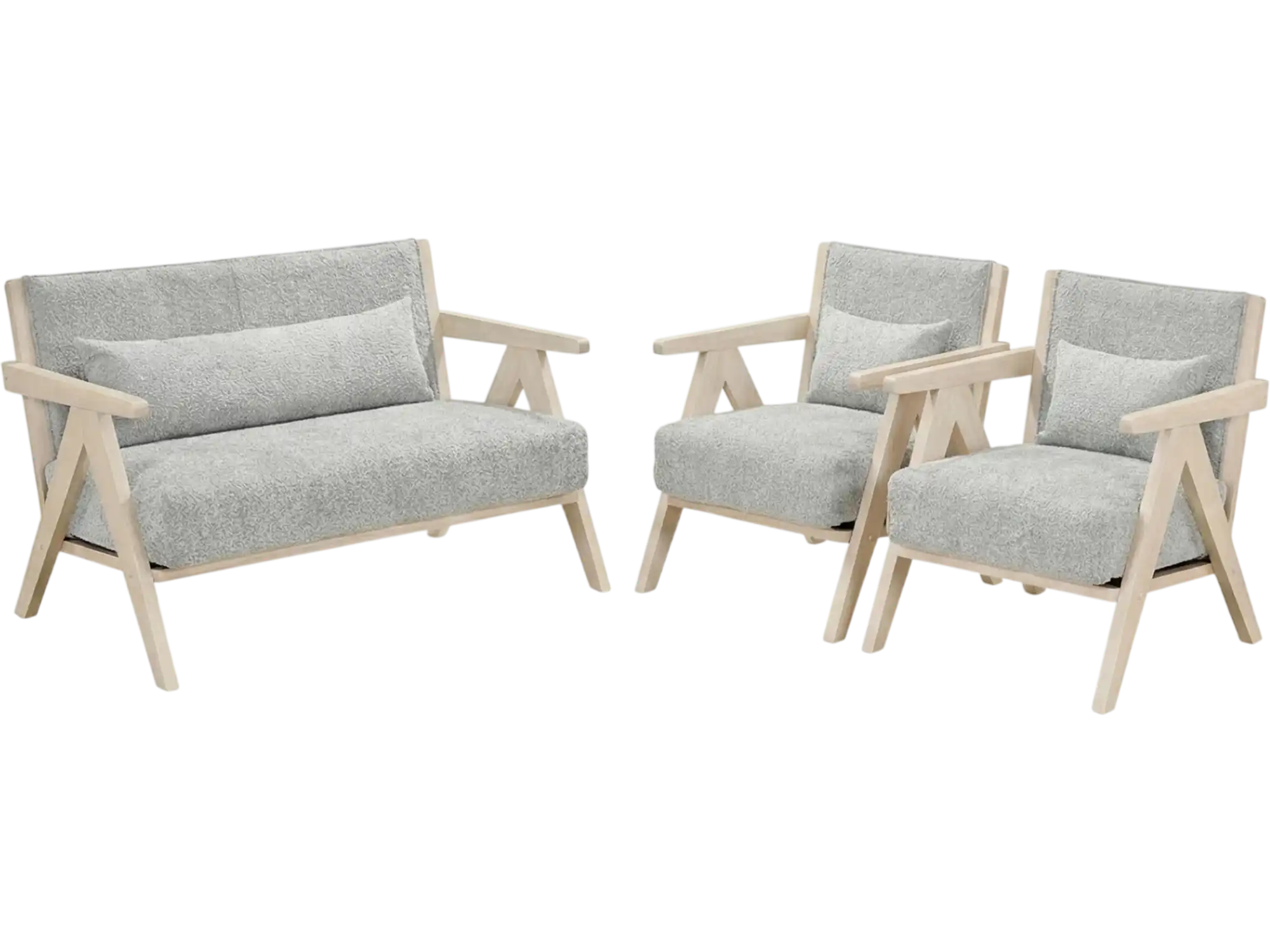 Costway 3-Pc Living Room Sofa Set Rubber Wood Frame 53139253 New