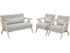 Three-piece living room furniture set featuring a gray soft chenille fabric with a durable rubber wood frame for.