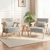 Gray living room chairs with rubber wood frame, soft chenille fabric, and throw pillows for comfort and style.