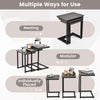 Set of 3 multifunctional coffee end tables in oak, featuring a stackable design and C-shaped frame for versatile use.