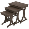 Single nesting coffee table from the set featuring a modern geometric design with solid rubber wood legs in brown.