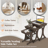 Nesting coffee table set of 3 in brown with solid rubber wood legs, perfect for living room or bedroom use.