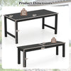Dimensions of the 3-piece outdoor dining table set with black HDPE material, accommodating 2-3 people for patio use.