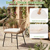 Outdoor patio chair with soft cushions, hand-woven PE rattan, and removable covers for easy cleaning and comfort.