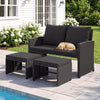 3 Pieces Outdoor Patio PE Wicker Furniture Set with Cushions-Black color - Gallery View 1 of 10