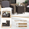 Square side table with premium tempered glass and suction cups, perfect for outdoor use with rattan furniture set.