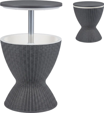 Costway 3-Pc Outdoor Rattan Bar Table Set w/ Extendable Top 95130678 New