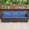 3 Pieces Outdoor Sectional Sofa Set with Soft Cushions-Navy - Gallery View 1 of 10