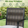 Hand-woven mix gray PE rattan chair backrest detail, featuring sun protection and fade resistance for outdoor use.