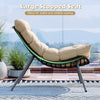 Large scooped seat of a cushioned Papasan chair in beige, made of PE rattan, ideal for patio relaxation.