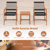 Solid acacia wood armchair with inclined backrest and cozy armrests, suitable for patio and backyard seating.
