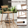 Ergonomic armless bar chair with rattan seat and metal frame, designed for outdoor patio and backyard comfort.