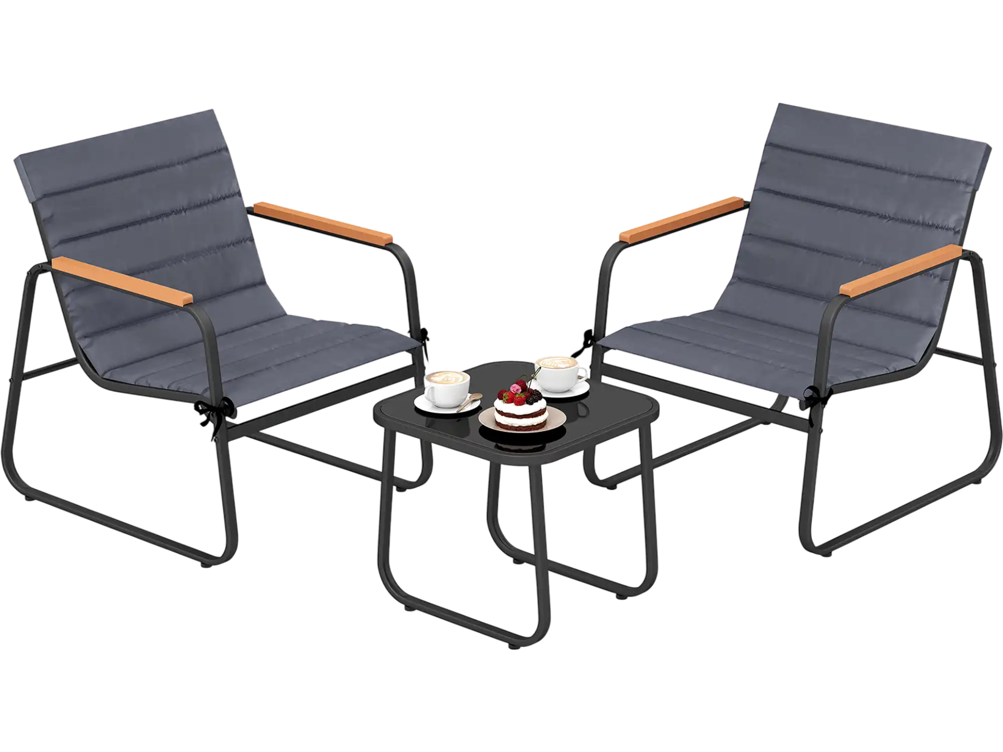 Costway 3-Piece Patio Bistro Set Outdoor Fabric Conversation Set 21988035 New