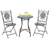3-piece patio bistro set featuring a mosaic pattern table and folding chairs, perfect for indoor or outdoor use.