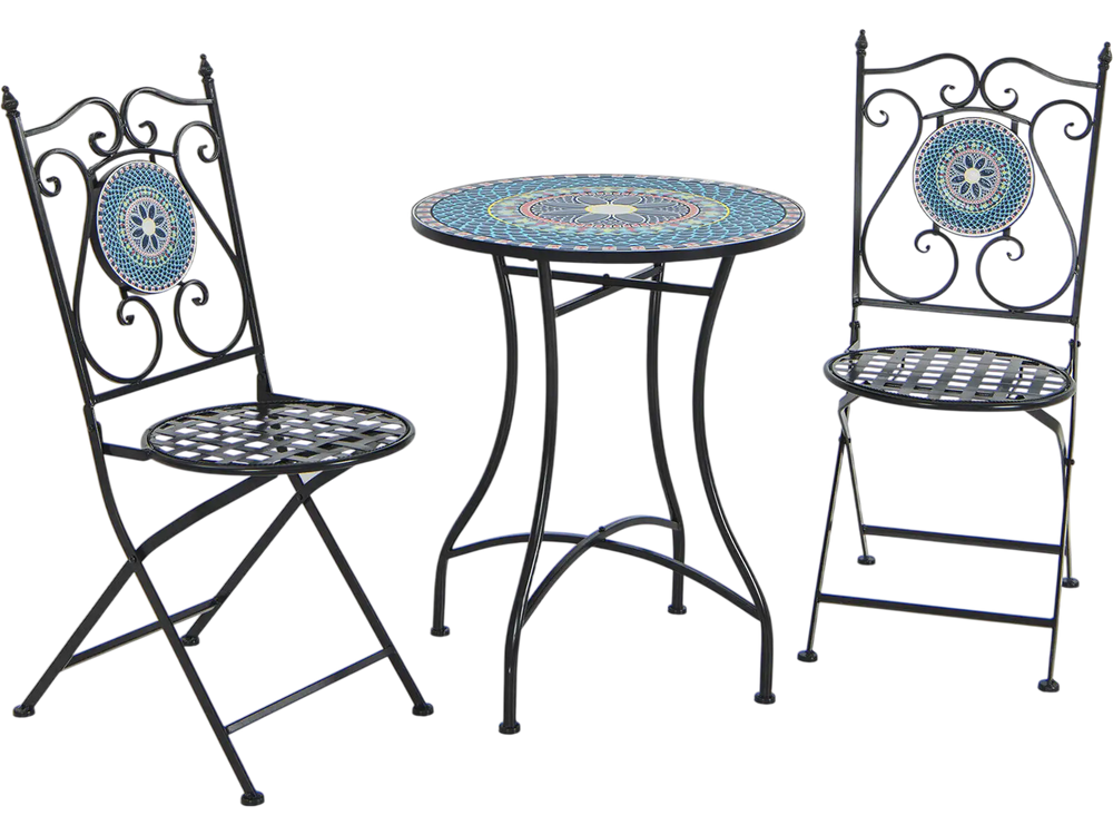 3 Piece Patio Bistro Set with Mosaic Pattern