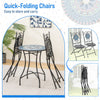 Folding chairs from the 3 Piece Patio Bistro Set with mosaic pattern, designed for easy storage and outdoor use.